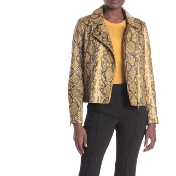 TAHARI “Snakeskin” Faux Leather Moto Jacket - Picture 1 of 1